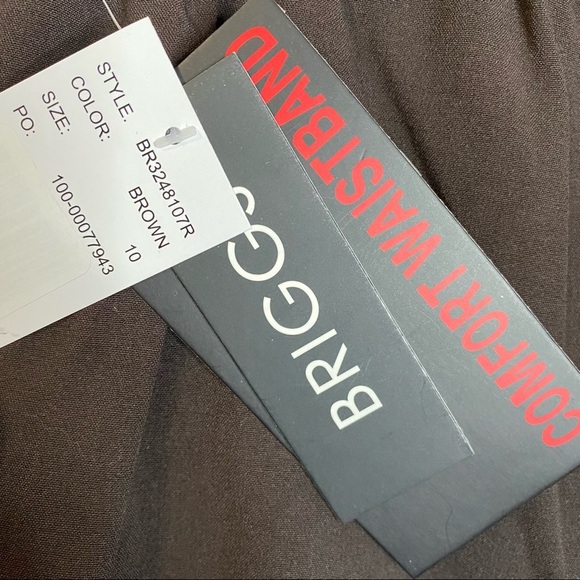 Briggs New York Brown Stretch Straight Leg Dress Pants 10 Career Business - Picture 9 of 11